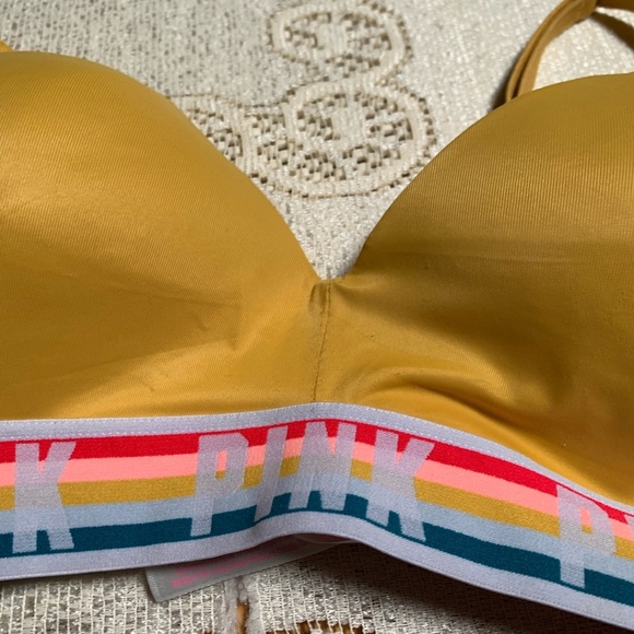 Pink Victoria Secret Women’s Yellow Bra Size 32 DD - Picture 4 of 11